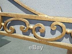 Large Vintage French Provincial Ornate Wrought Iron Gold Wall Mantle Mirror