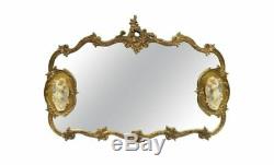 Large Vintage French Provincial Rococo Louis Ornate Gold Wall Mantle Mirror