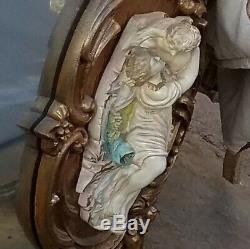 Large Vintage French Provincial Rococo Louis Ornate Gold Wall Mantle Mirror
