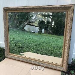 Large Vintage Gold Distressed Beveled Ceramic Framed Mirror 42(W)x34(H)