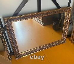 Large Vintage Gold Gilt Frame Wall Hanging Mirror 41 3/4l X 29 3/4h