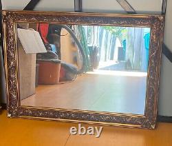 Large Vintage Gold Gilt Frame Wall Hanging Mirror 41 3/4l X 29 3/4h