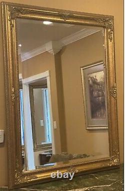 Large Vintage Gold Gilt Frame Wall Hanging Mirror 47 X 37