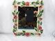Large Vintage Italian Tole Wall Mirror 23 X 19 Exc Cond Shabby Chic Red Roses