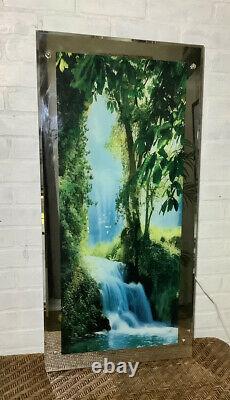 Large Vintage Light Up Waterfall Motion & Sound Picture Mirror Wall Art 39X19