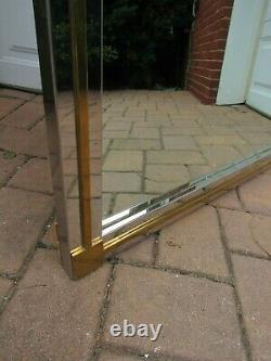 Large Vintage Mid Century Modern Wall Mirror 60 x 45 Brass Accents Metal Frame