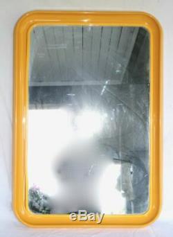 Large Vintage Mid Century Modern Yellow Plastic Wall Hanging Mirror