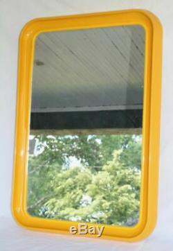 Large Vintage Mid Century Modern Yellow Plastic Wall Hanging Mirror