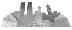 Large Vintage New York City Skyline Mirror Wall Sculpture With Wtc Twin Towers