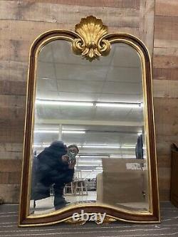 Large Vintage Ornate French Style Gold Leafed And Shell Wooden Wall Mirror