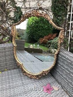 Large Vintage Ornate Gold Framed Wall Mirror Lovely Oval Gold Portrait Mirror