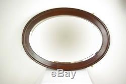 Large Vintage Oval Mirror, Antique Walnut Mirror, Bevel Edged, Wall Mirror, B1187