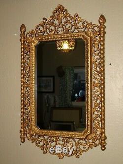 Large Vintage Regency Homco Syroco Wall Mirror Gold Floral Shabby Cottage Chic