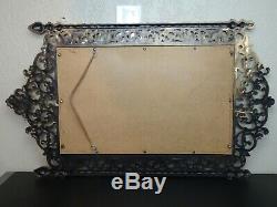 Large Vintage Regency Homco Syroco Wall Mirror Gold Floral Shabby Cottage Chic
