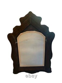 Large Vintage Reverse Painted Chinoiserie Style Arched Wall Mirror