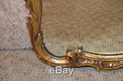 Large Vintage Rococo Style Burnished Gold Wall Mirror