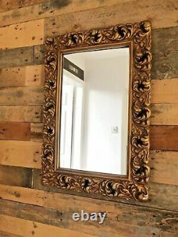 Large Vintage Scrolled Leaf Rococo Style Gilded Ornate Gold Wall Dressing Mirror