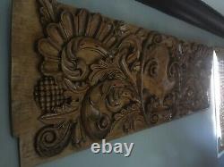 Large Vintage Wood Carved High Relief Paneled Wall Art 81 Inches X 28inchea