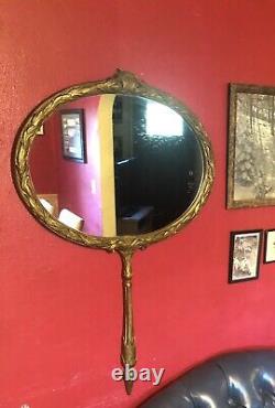 Large WALL Mirror Victorian Ornate Homco Burwood GOLD Hand Mirror