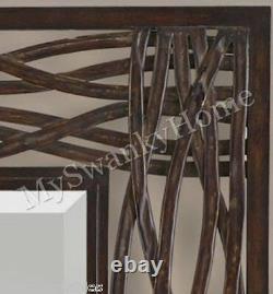 Large WOVEN SEA GRASS Wall Mirror Antique Mantle Vanity Metal Beach Island Luxe