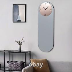 Large Wall Clock Gray&Gold Mirror Finish, Oval 39
