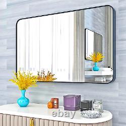 Large Wall Mirror 30X40 Bathroom Mirror, Black Metal Frame Rectangle Mirror with