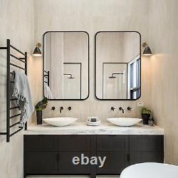 Large Wall Mirror 30X40 Bathroom Mirror, Black Metal Frame Rectangle Mirror with