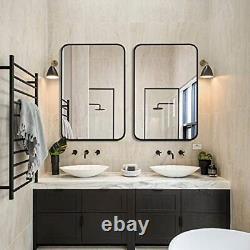 Large Wall Mirror 30x40 Bathroom Mirror, Black Metal Frame Rectangle Mirror