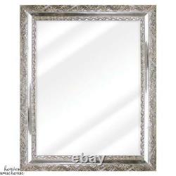 Large Wall Mirror Decor Accent Hanging Vantity Antique Silver Ornate Bevel Frame