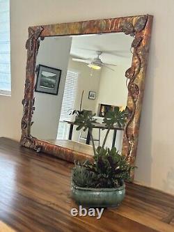 Large Wall Mirror, Decorative Wall Mirror, Copper, Botanical Decor