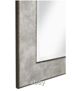 Large Wall Mirror Floor Leaning Standing Full Length Beveled Glass Lounge Gray