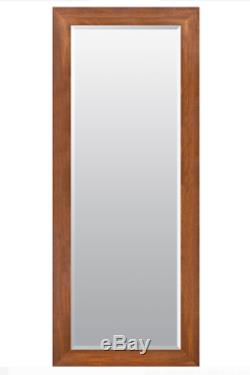 Large Wall Mirror Floor Leaning Standing Full Length Frame Beveled Glass Walnut