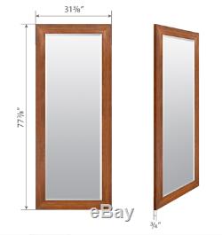 Large Wall Mirror Floor Leaning Standing Full Length Frame Beveled Glass Walnut