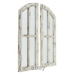 Large Wall Mirror Rustic Farmhouse Distressed Wood Arched Window Frame Vanity