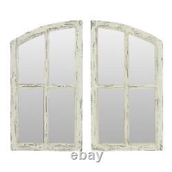 Large Wall Mirror Rustic Farmhouse Distressed Wood Arched Window Frame Vanity