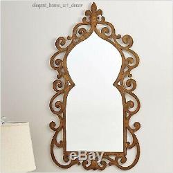 Large Wall Mirror Vanity 38 Scroll Ornate Iron Frame Rustic French Tuscan Decor