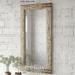 Large Wall Mirror Wood Rustic Barn Look Metal Accents Modern Farmhouse Decor 36