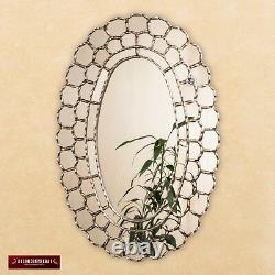 Large Wall Oval Mirror style Cuzcaja, Astral King Sun- wood bathed Silver Leaf
