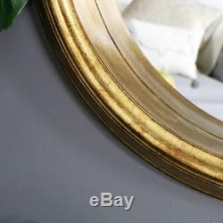 Large Wall mounted rustic distressed antique gold deep framed hall way mirror