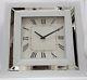 Large White Mirrored Wall Clock Sparkly Silver Border 50x50cm