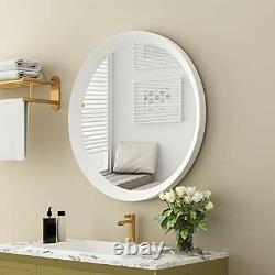 Large White Round Wall Mirror for Vanity Bathroom Entryway Living Room