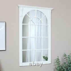 Large White Wooden Window Mirror vintage rustic wall shabby chic farmhouse
