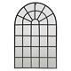 Large Window Pane Mirror Rustic Distressed Arched Metal Frame Bedroom Wall Decor