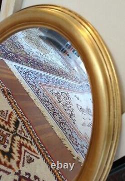 Large Wood Framed GOLD LEAF Oval Mirror Italy Made Bombay Company Beveled Edge