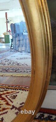 Large Wood Framed GOLD LEAF Oval Mirror Italy Made Bombay Company Beveled Edge