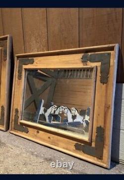 Large Wood Framed Mirrors With Metal Accents