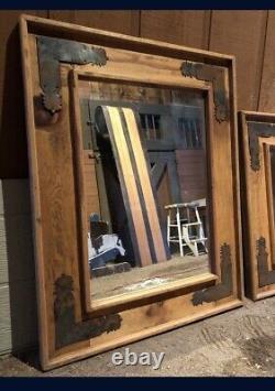 Large Wood Framed Mirrors With Metal Accents