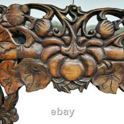 Large Wood Mirror Frame Pumpkin Hand Carving Vintage Style Wall Mount Home Decor