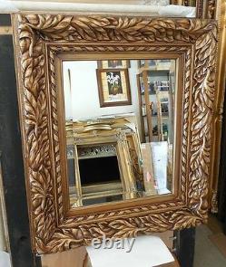 Large Wood/Resin 27x31 Rectangle Beveled Framed Wall Mirror
