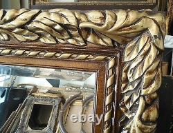 Large Wood/Resin 31x35 Rectangle Beveled Framed Wall Mirror